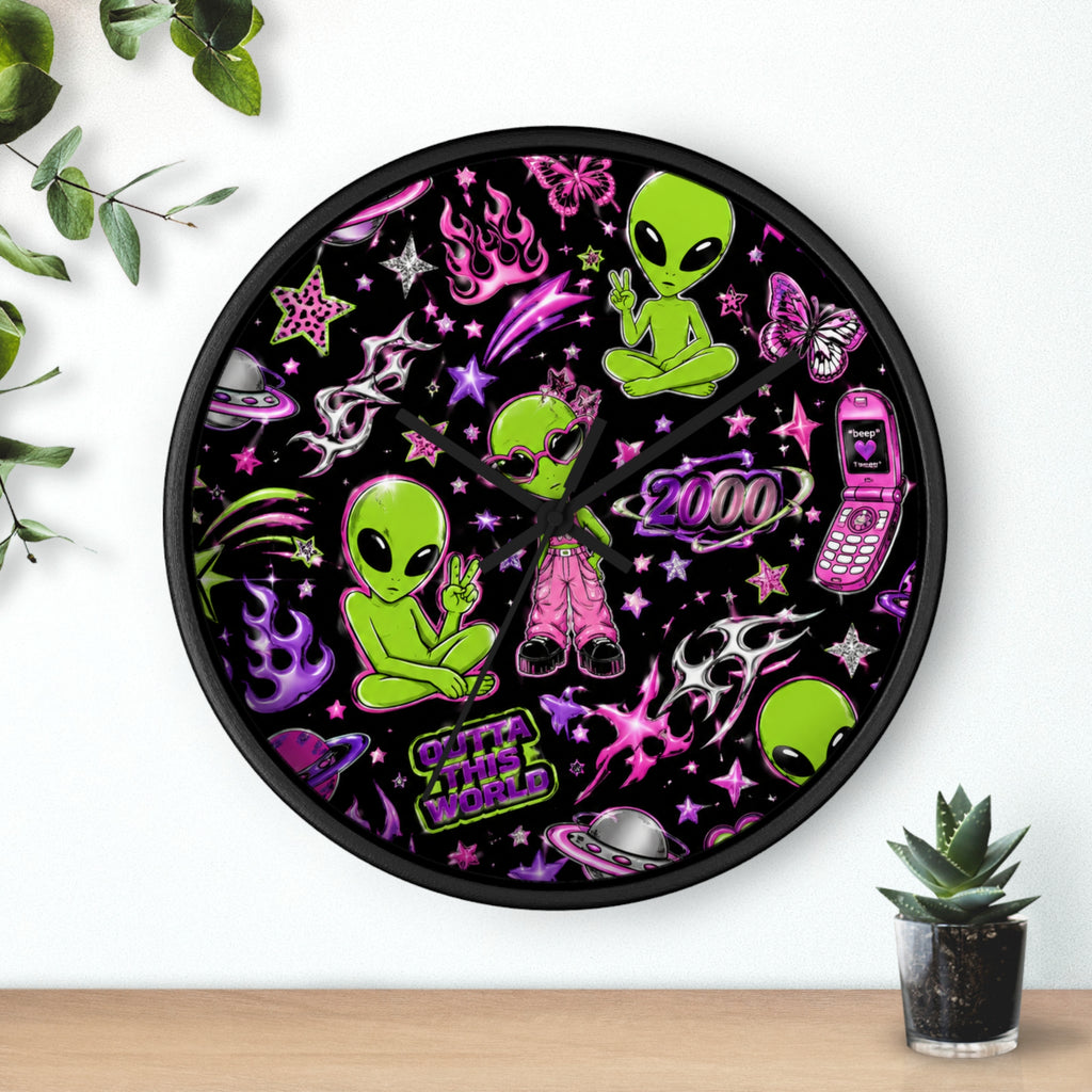 Y2K Alien Crush Wall Clock