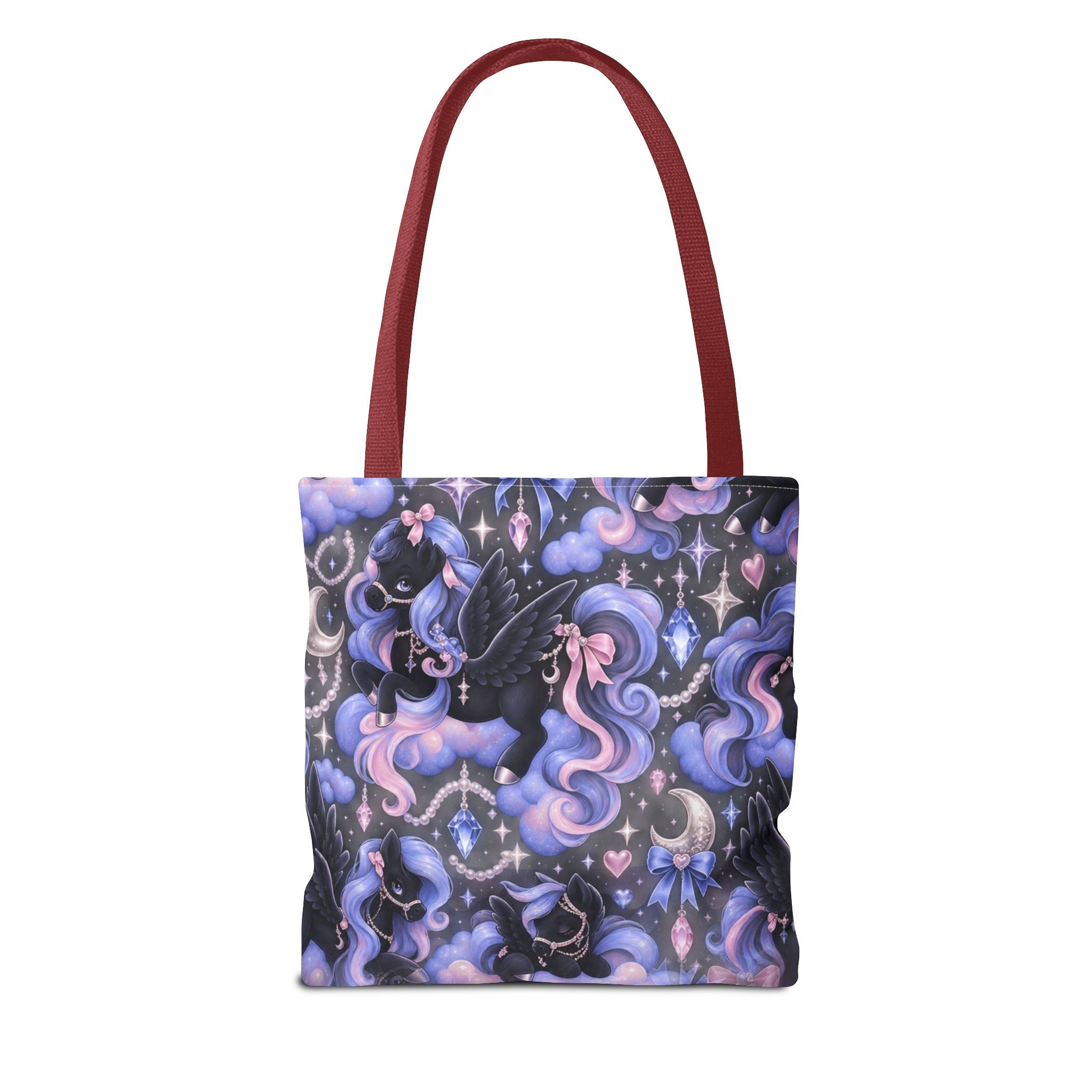 Galaxy Pegasus Tote Bag — Cute Purple Pastel Magical Unicorn Night Sky Pattern