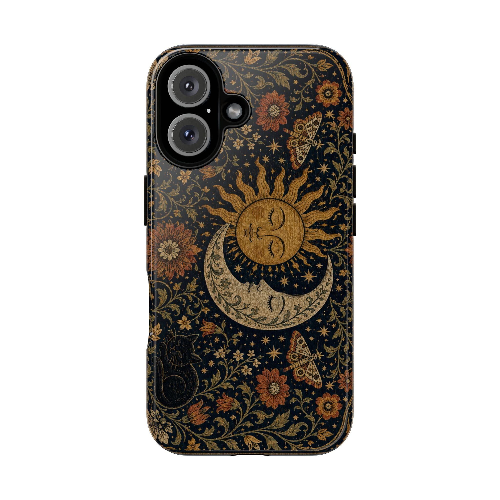 Celestial Sun & Moon Floral Phone Case — Boho Protective Tough Case