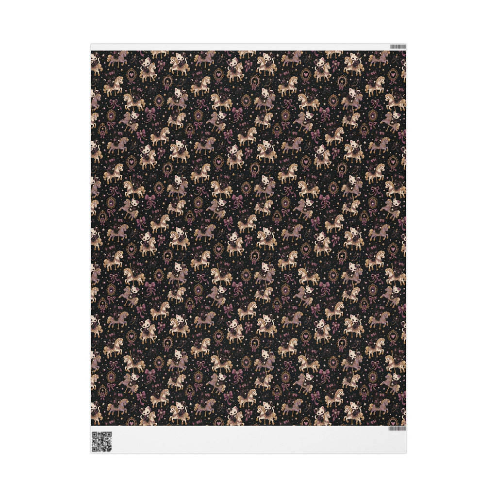 Wrapping Paper — Vintage Magical Bunny & Stars Pattern (Dark Floral Gift Wrap)