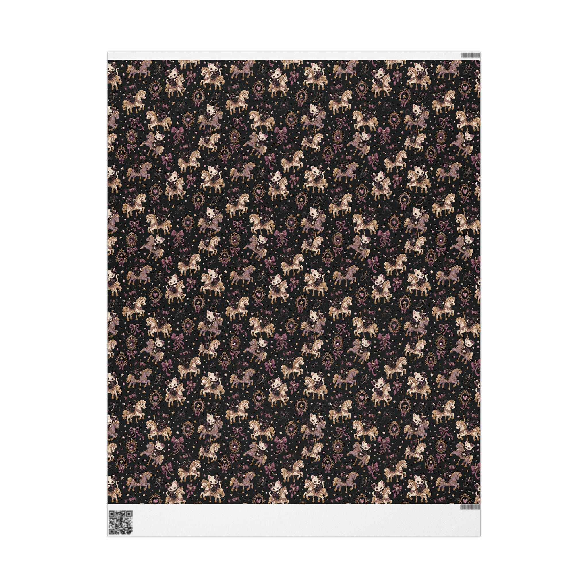 Wrapping Paper — Vintage Magical Bunny & Stars Pattern (Dark Floral Gift Wrap)