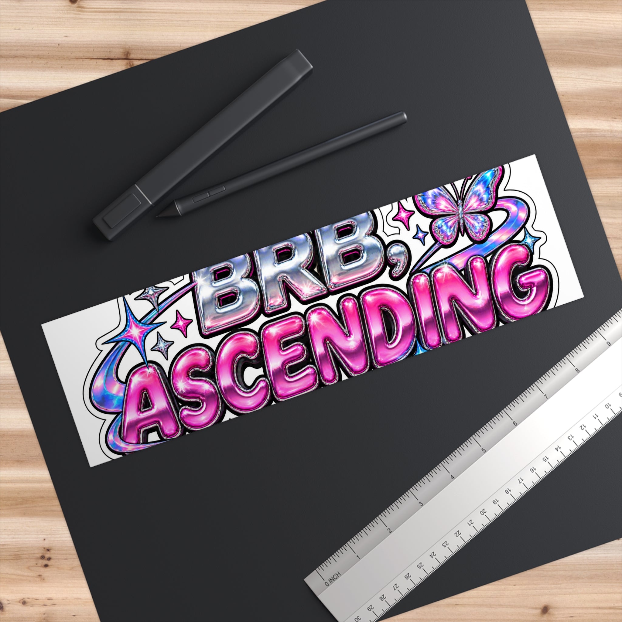 BRB Ascending Sticker — Holographic Butterfly Car Bumper Decal