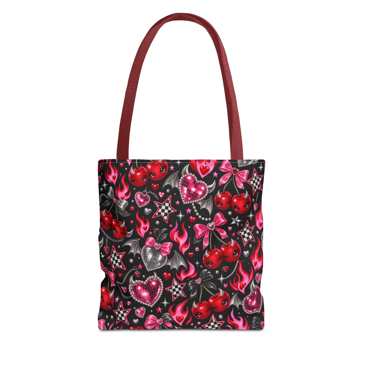 Y2K Kawaii Flaming Hearts & Cherries Tote Bag