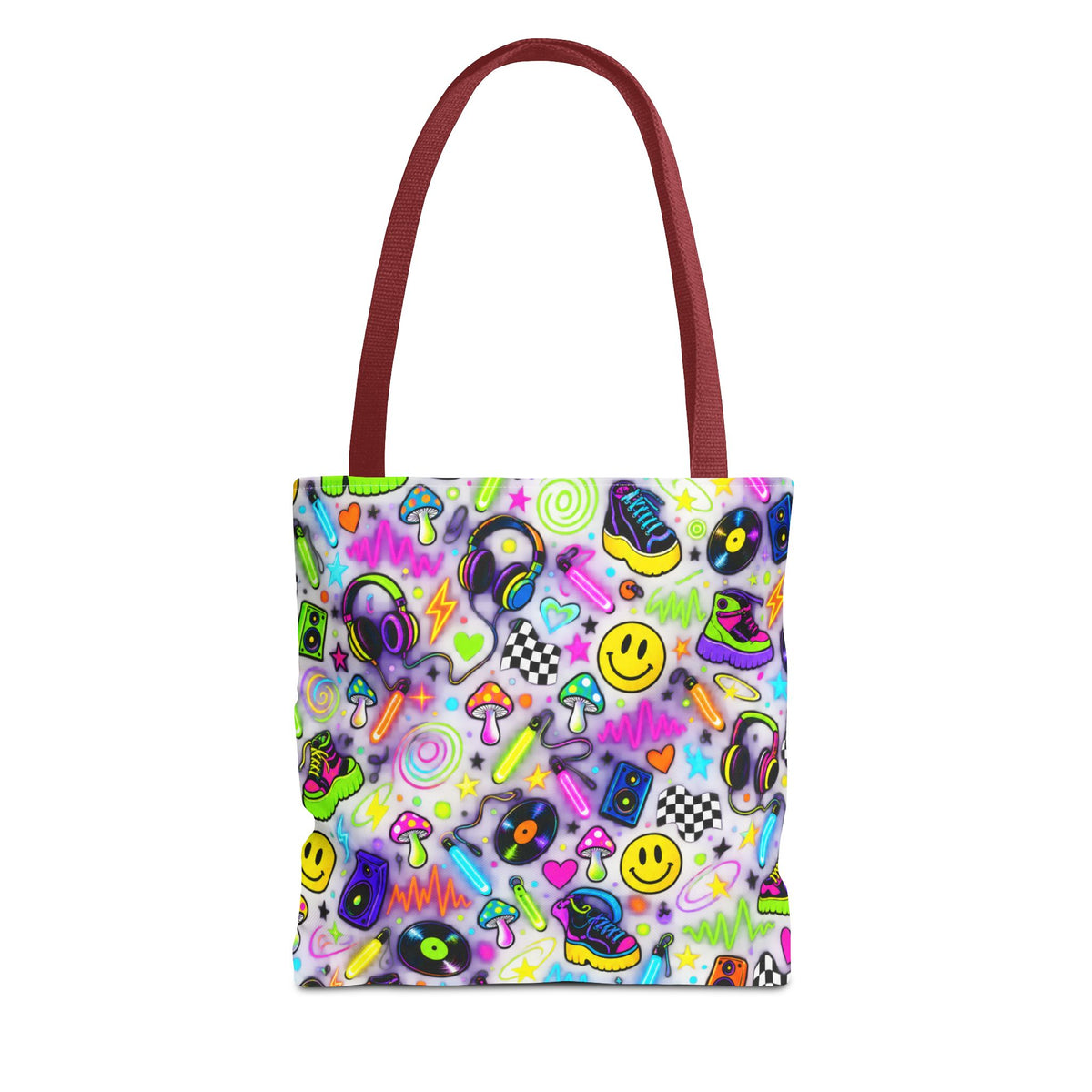 Retro 90s Smiley Psychedelic Icons Tote Bag