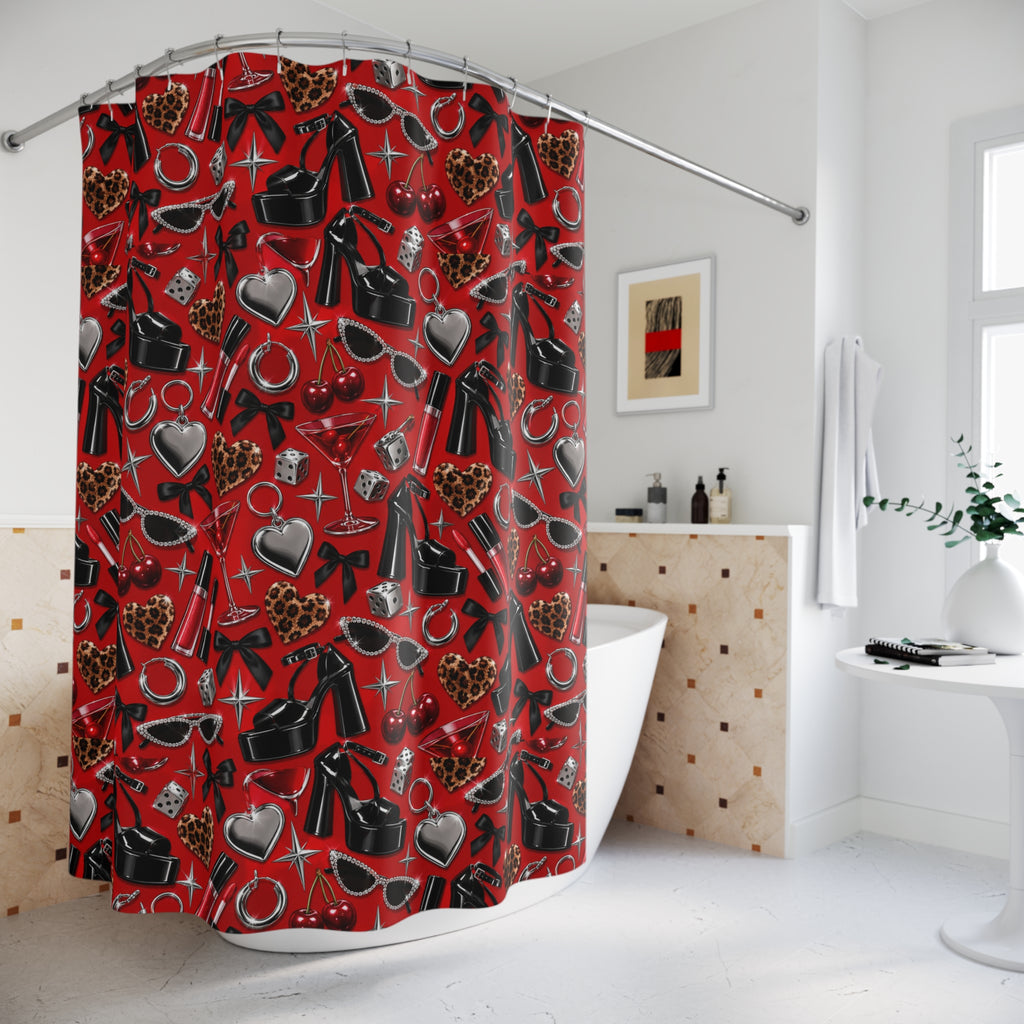 Y2K Iconic Girl Shower Curtain Red