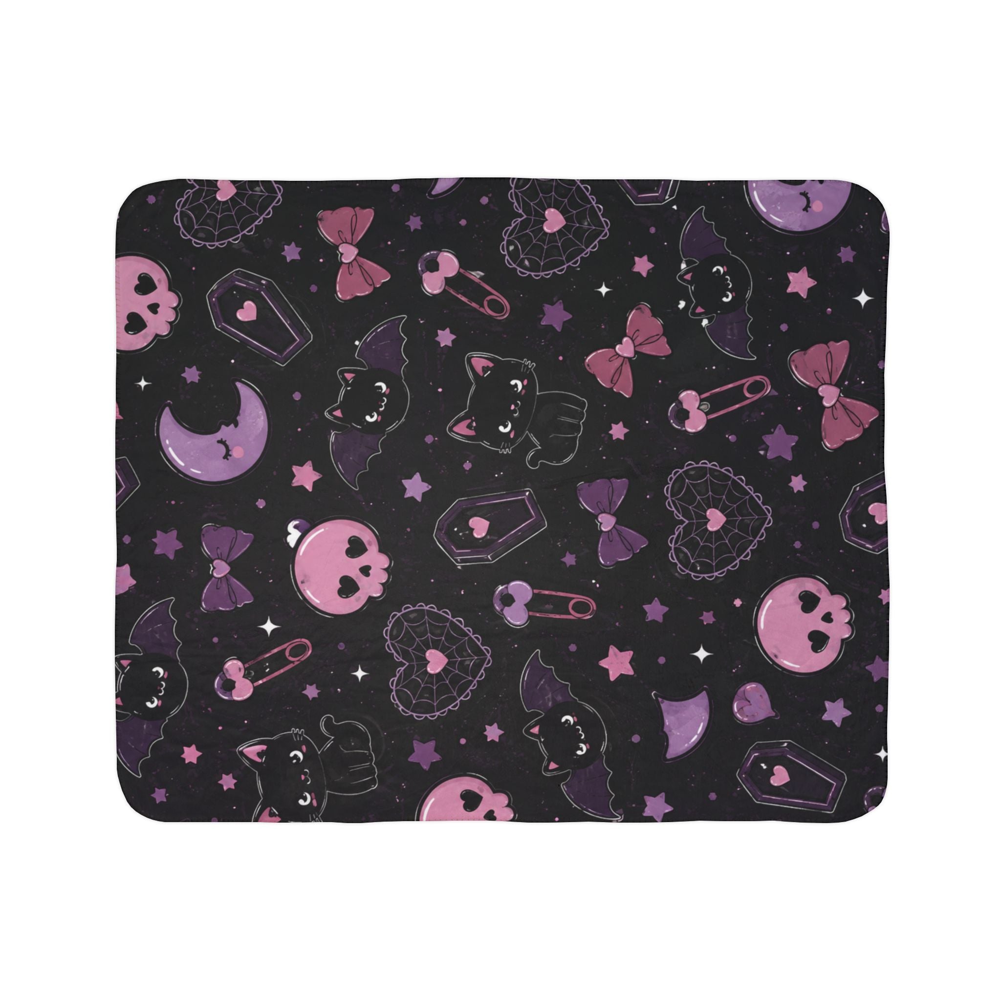 Goth Kitty Fleece Sherpa Blanket