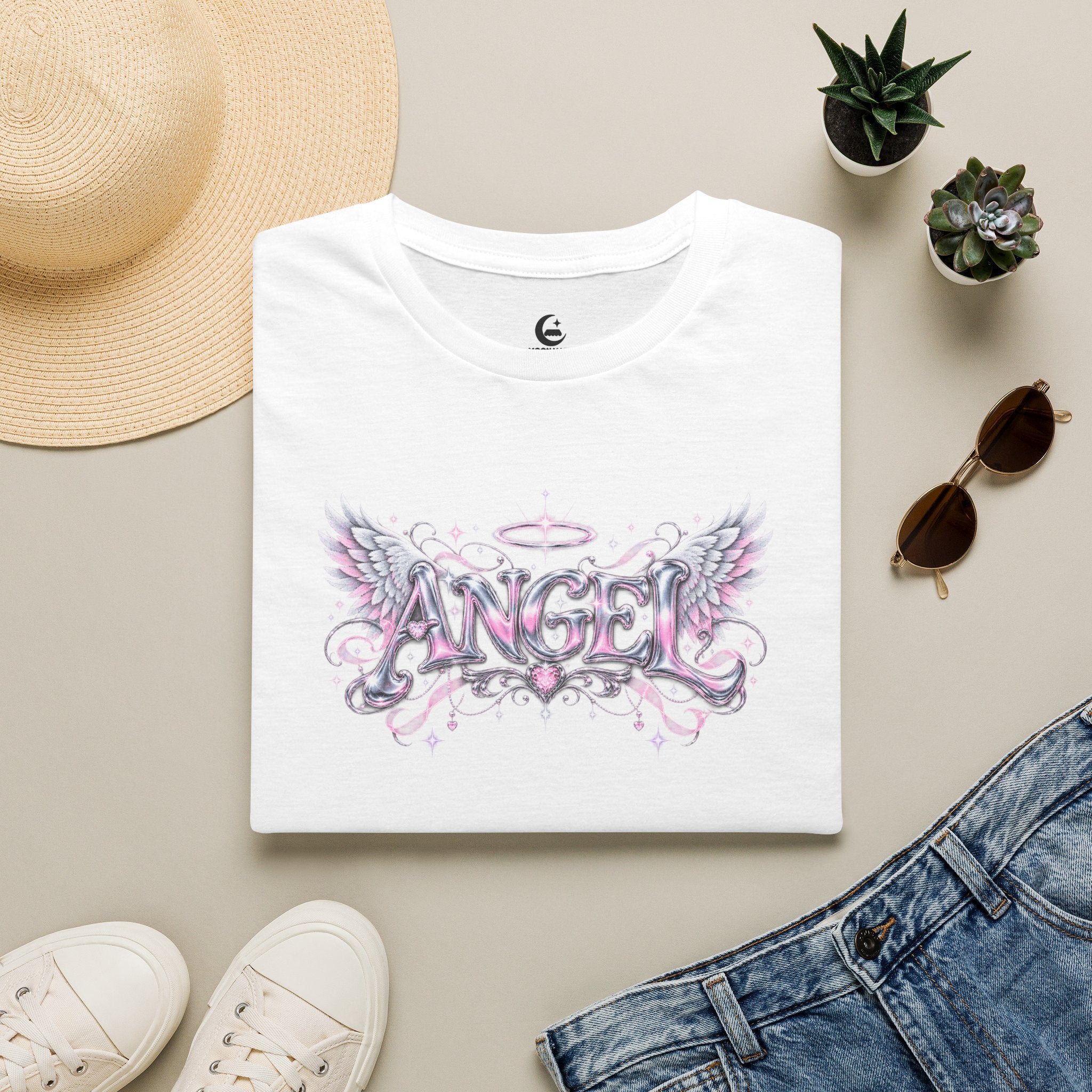 Angel Wings Graphic T-Shirt — Soft Pink Halo Streetwear Tee