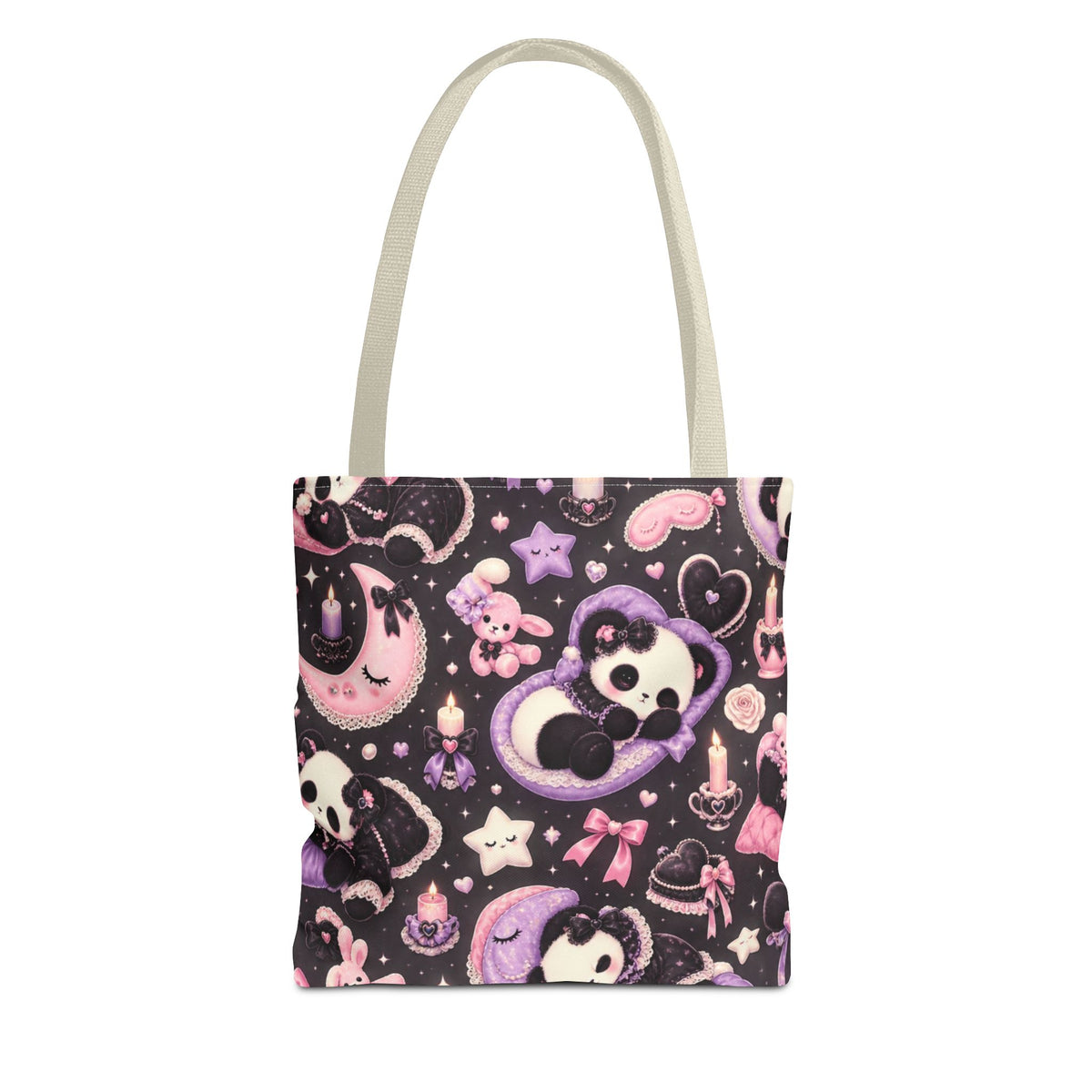 Kawaii Gothic Panda Moon Tote Bag