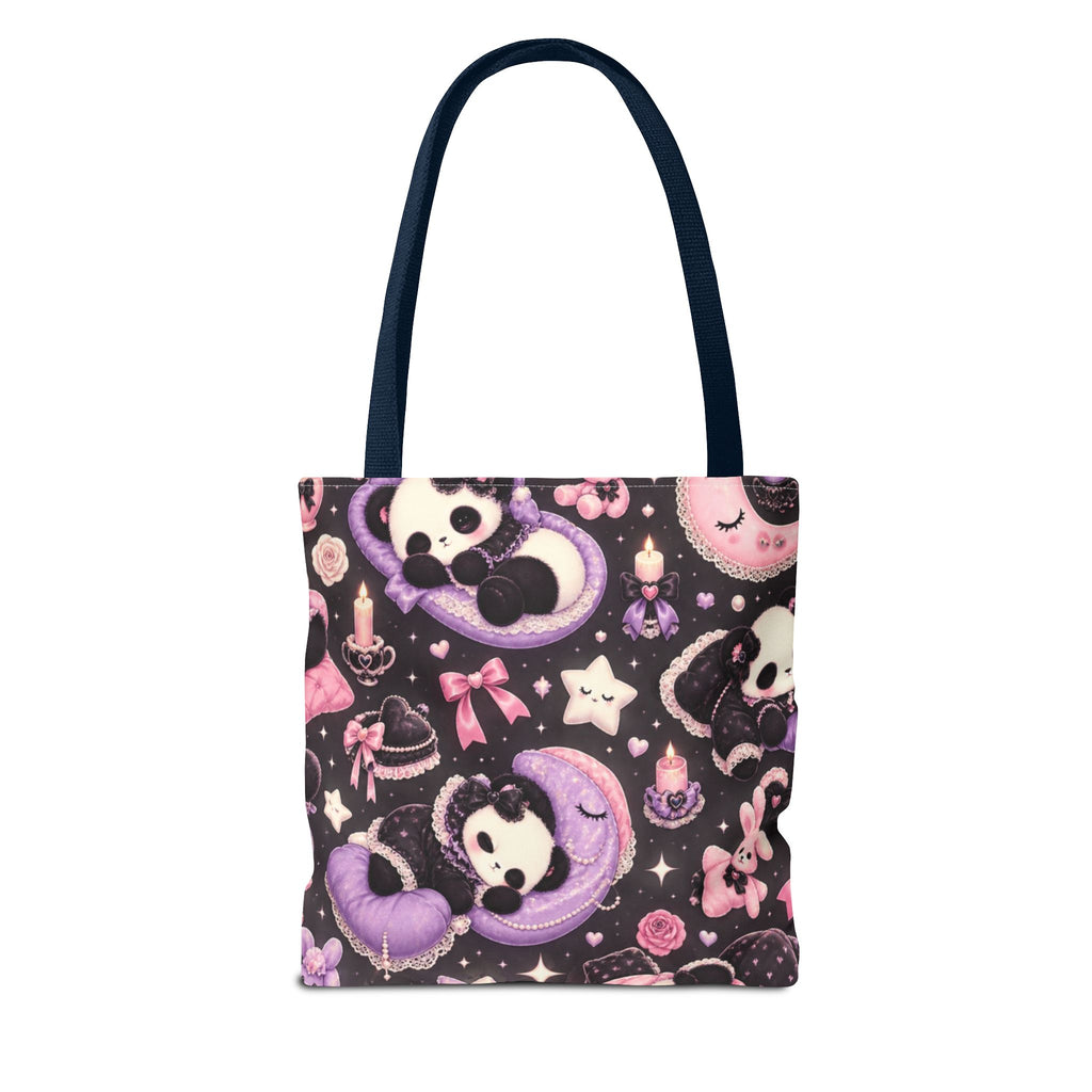 Kawaii Gothic Panda Moon Tote Bag – Cute Pastel Goth All-Over Print