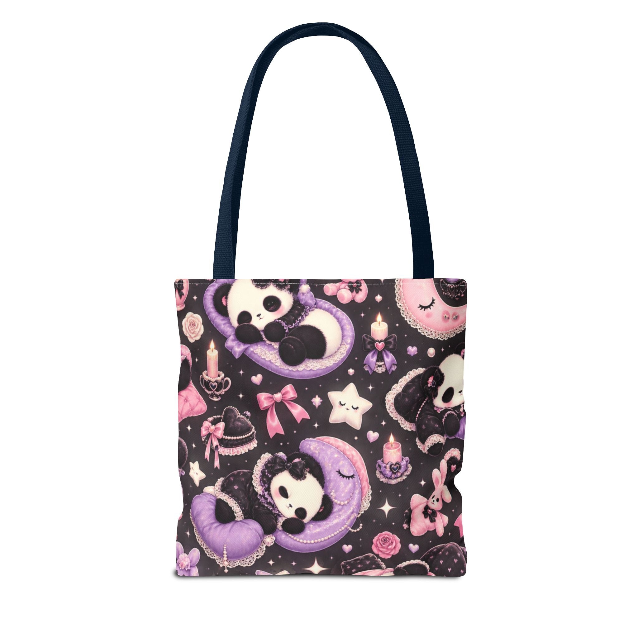 Kawaii Gothic Panda Moon Tote Bag – Cute Pastel Goth All-Over Print