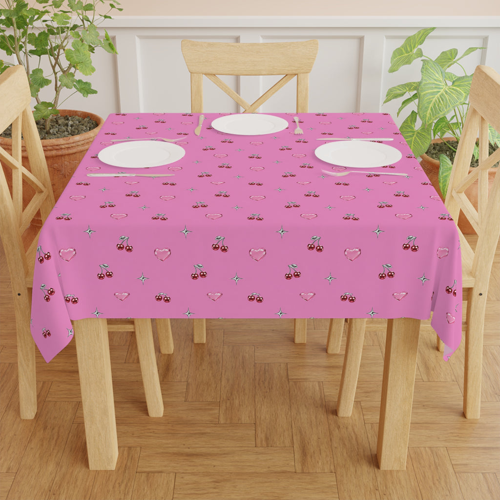 Sweet Digi Cherry Tablecloth Pink