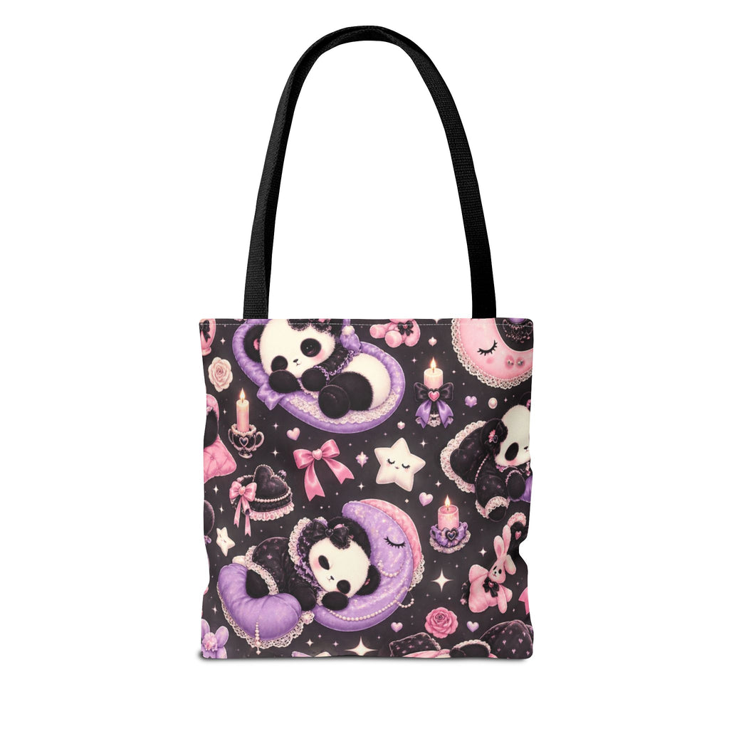 Kawaii Gothic Panda Moon Tote Bag – Cute Pastel Goth All-Over Print