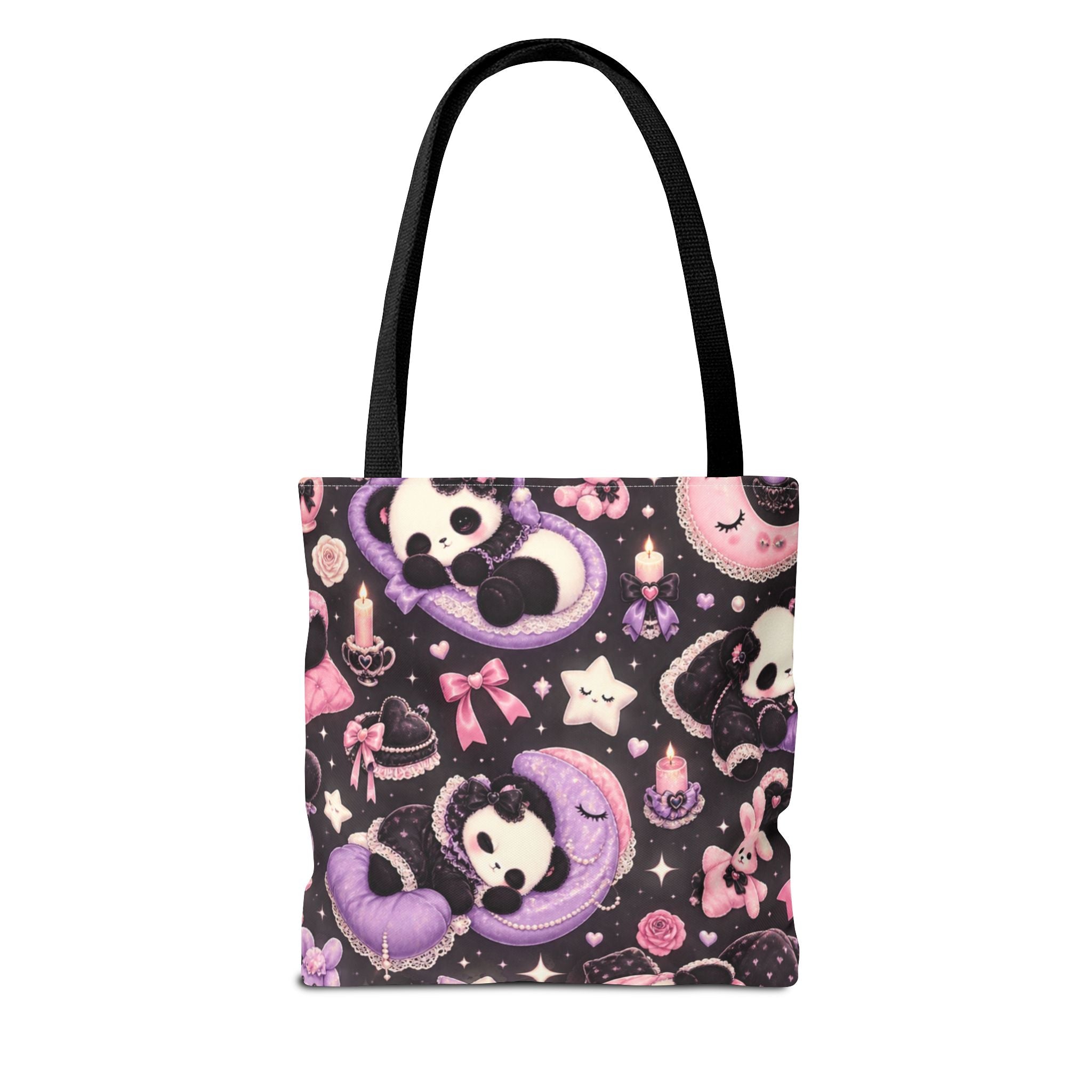 Kawaii Gothic Panda Moon Tote Bag – Cute Pastel Goth All-Over Print