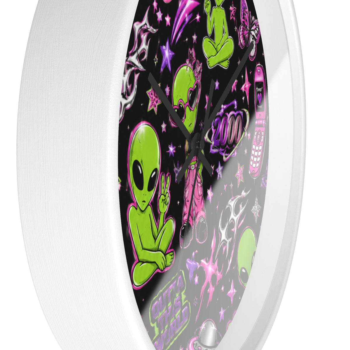 Y2K Alien Crush Wall Clock