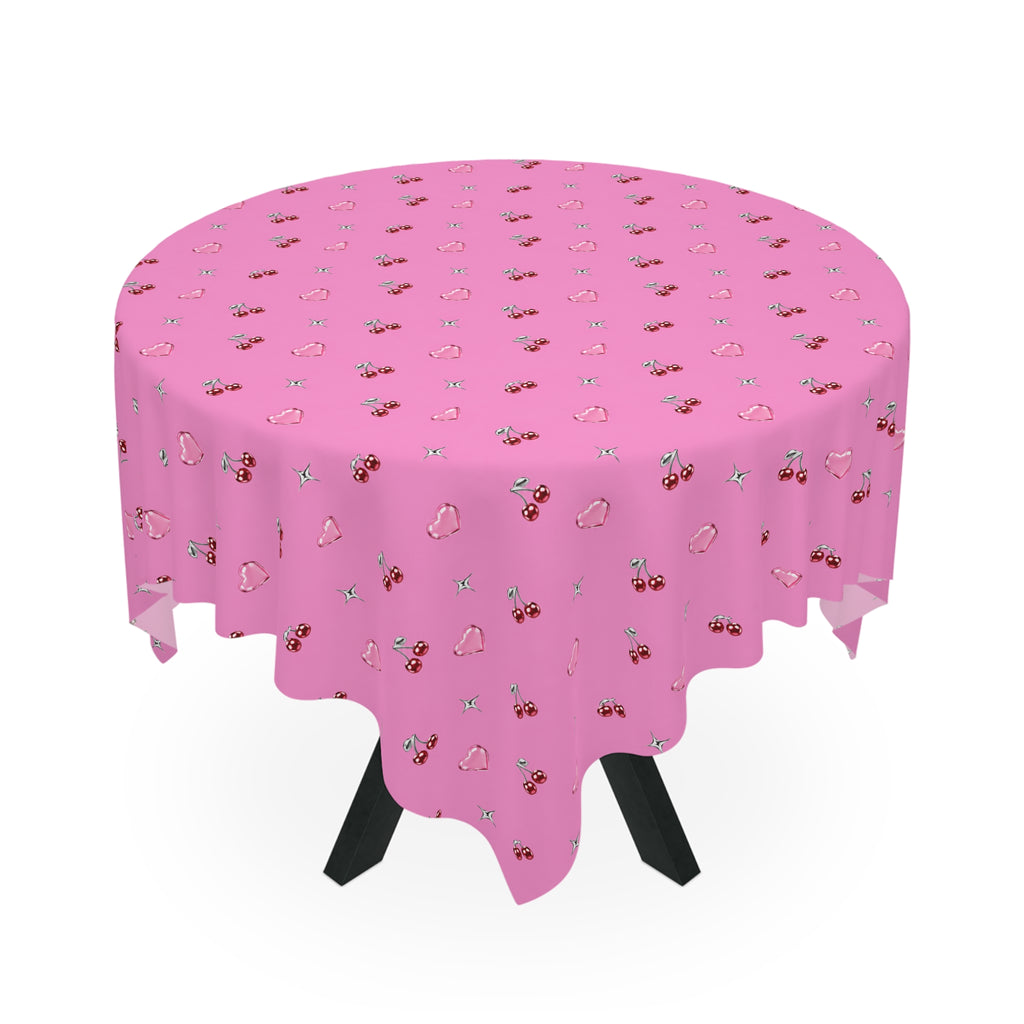 Sweet Digi Cherry Tablecloth Pink