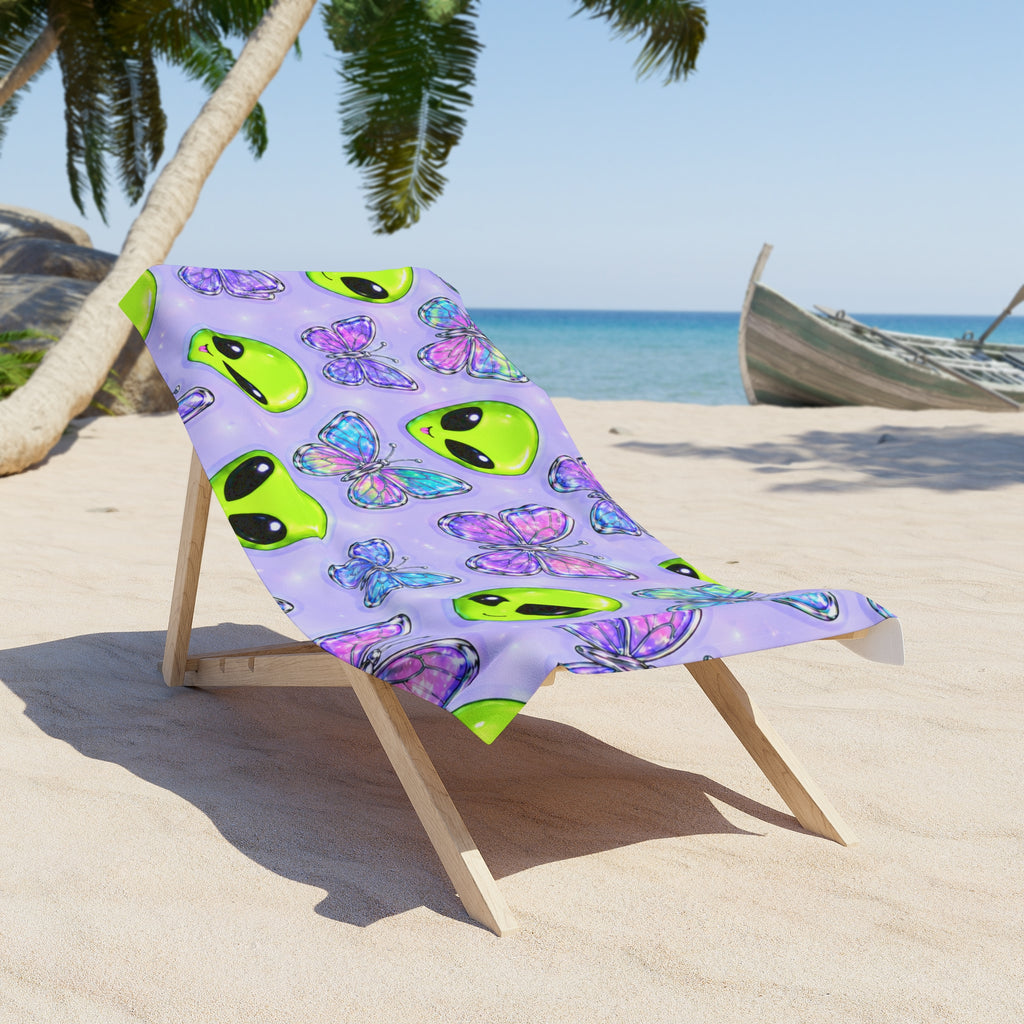 Y2K Aliens & Butterflies Beach Towel