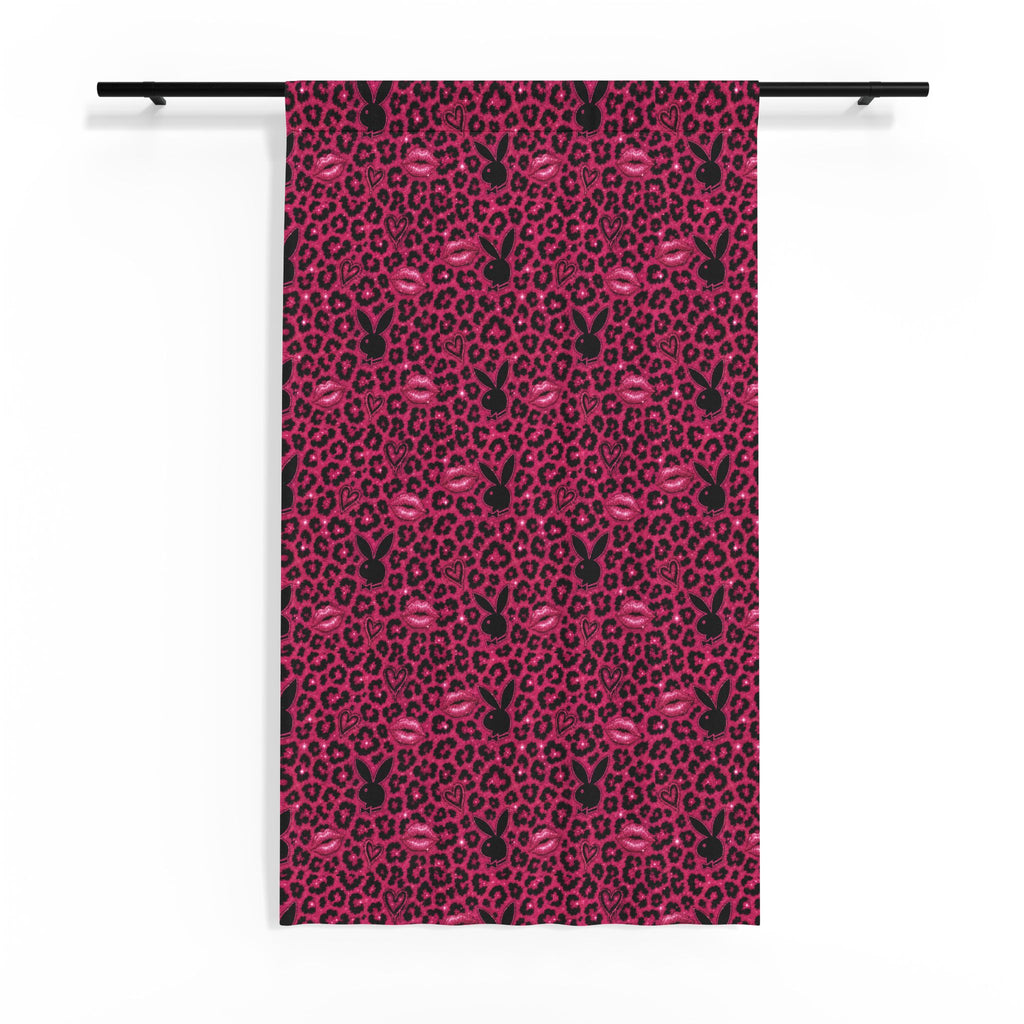 Leopard Hunny Sheer Window Curtain Pink/Black