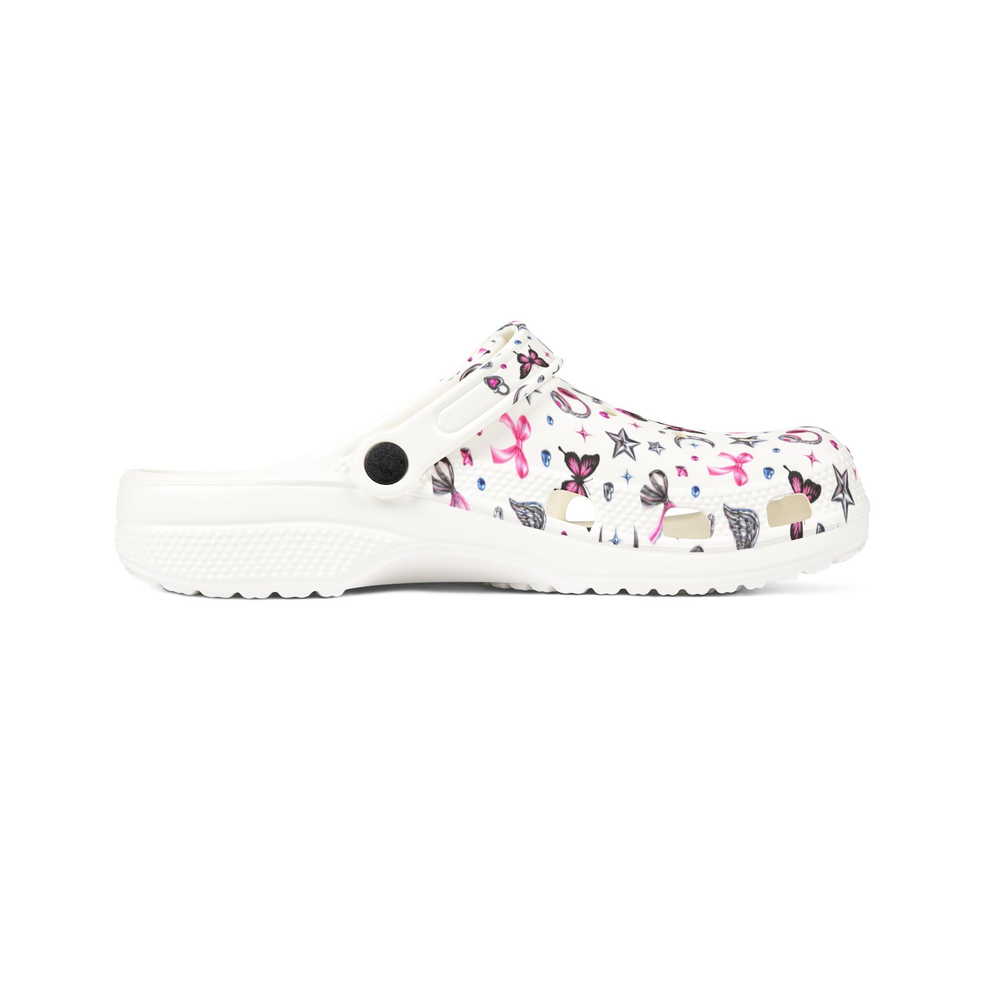 Girls' EVA Foam Clogs — Pink Butterflies & Stars Pattern