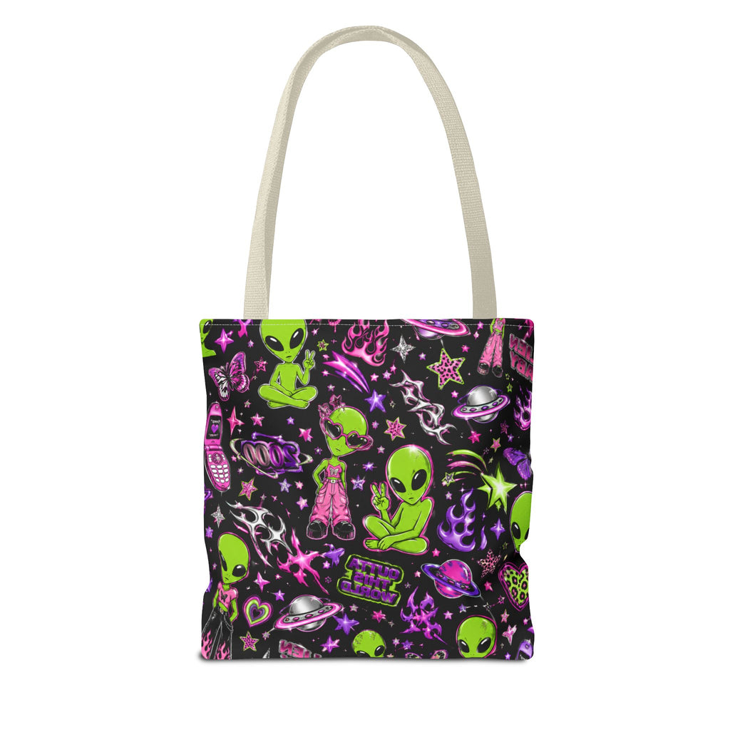 Y2K Alien Crush Tote Bag Black
