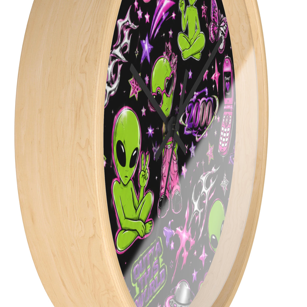 Y2K Alien Crush Wall Clock