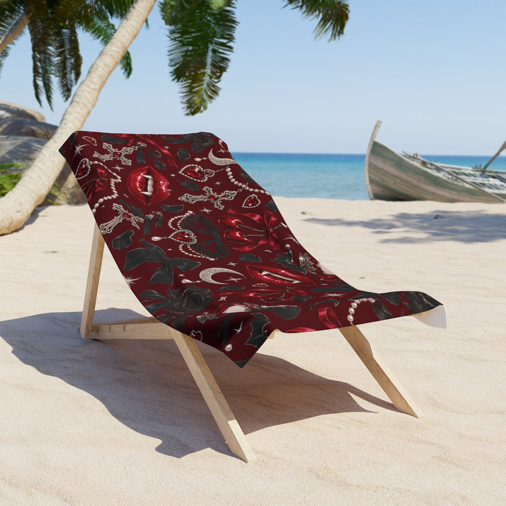 Vamped Beach Towel Beach Towel Crimson