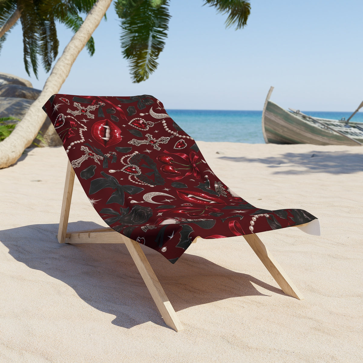 Vamped Beach Towel Beach Towel Crimson