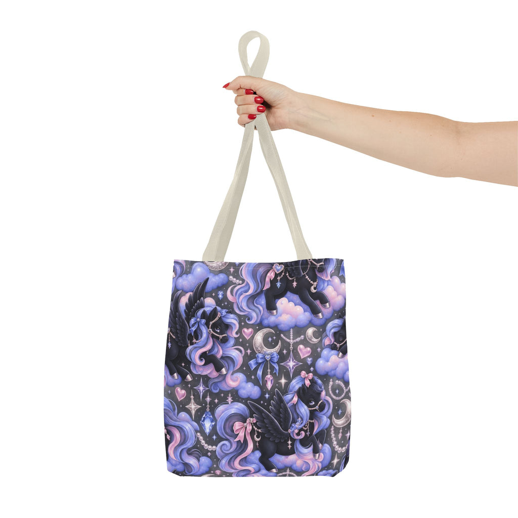 Galaxy Pegasus Tote Bag — Cute Purple Pastel Magical Unicorn Night Sky Pattern