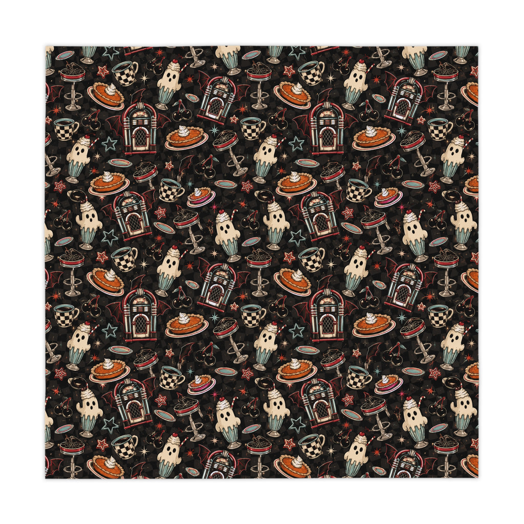Ghostly's Retro Diner Tablecloth Black