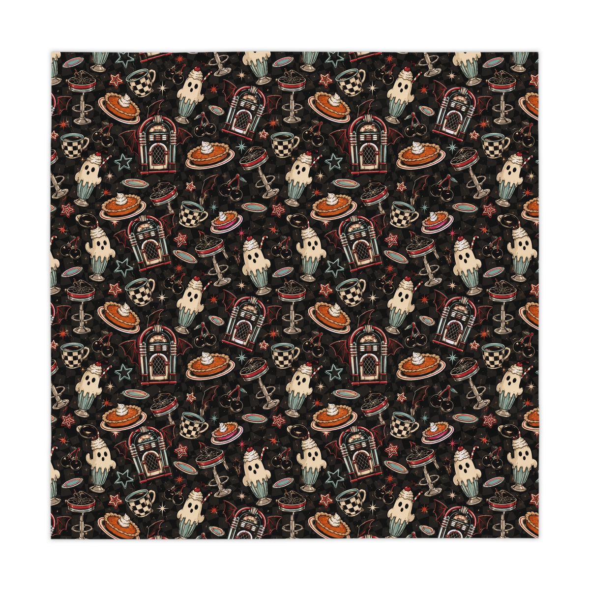Ghostly's Retro Diner Tablecloth Black