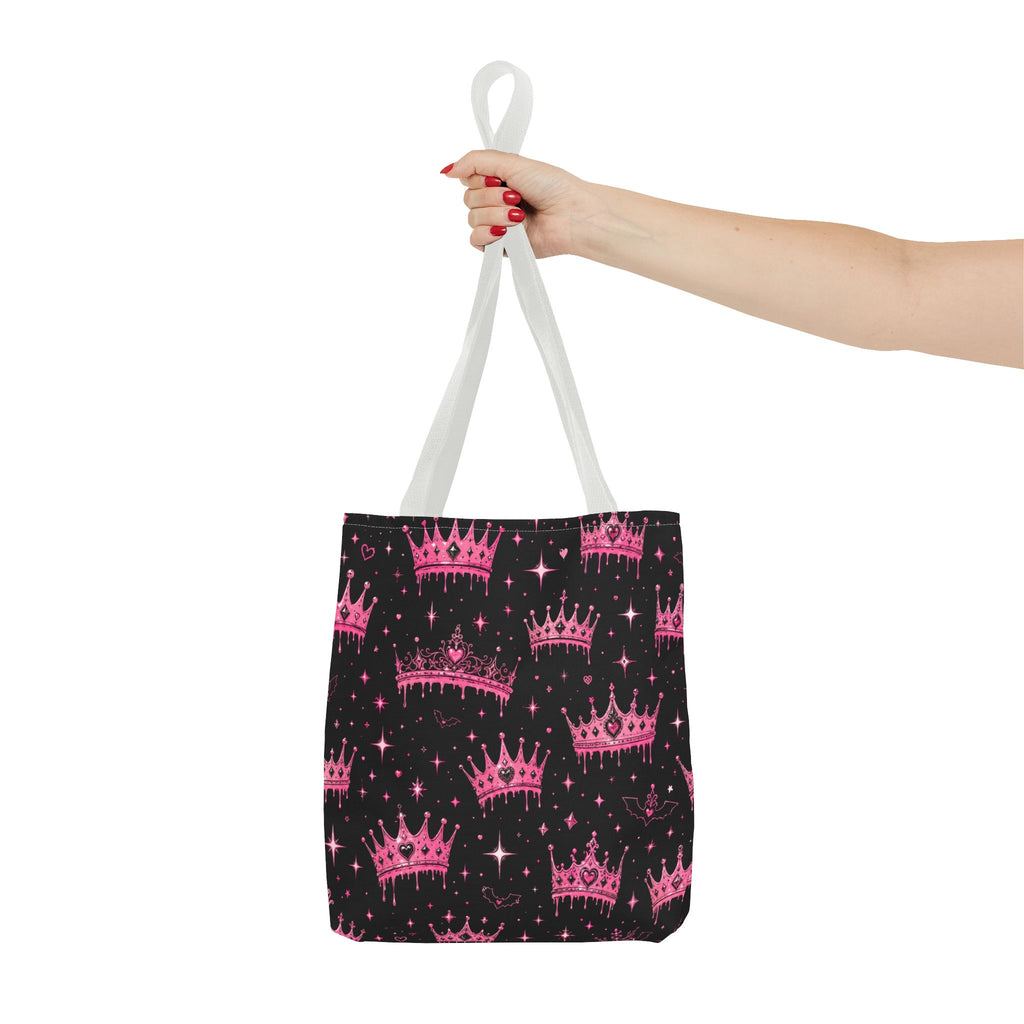 Pink Crown Pattern Tote Bag — Sparkling Princess All-Over Print