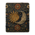 Celestial Sun & Moon Sherpa Blanket — Boho Fleece Throw for Cozy Home & Gifts