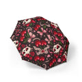 Foldable Umbrella — Gothic Cherry & Skull Pattern, Compact Semi‑Automatic Rain Umbrella