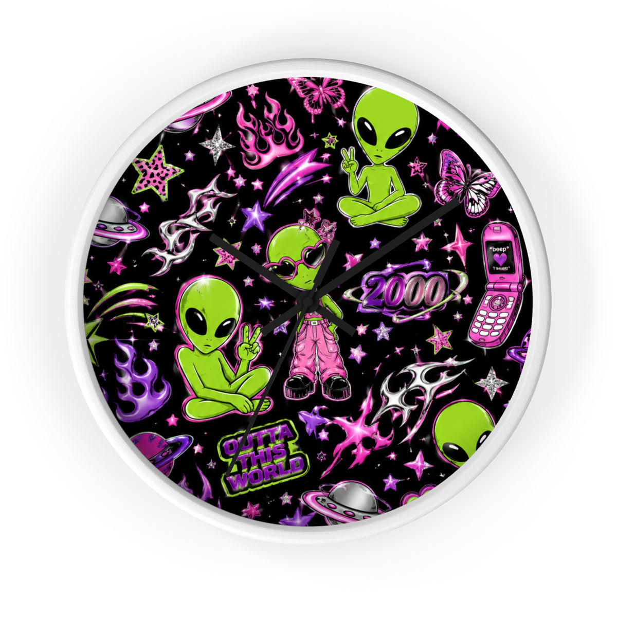 Y2K Alien Crush Wall Clock
