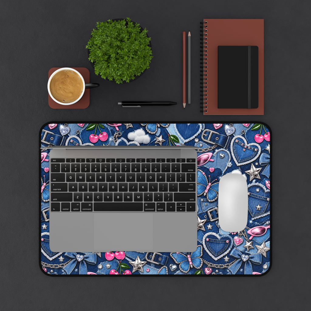 Y2k Denim Love Desk Mat