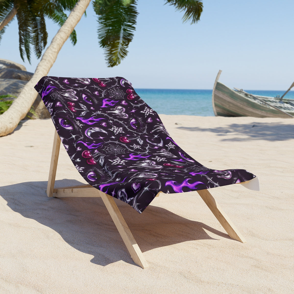 Y2K Magic Spell Beach Towel Black