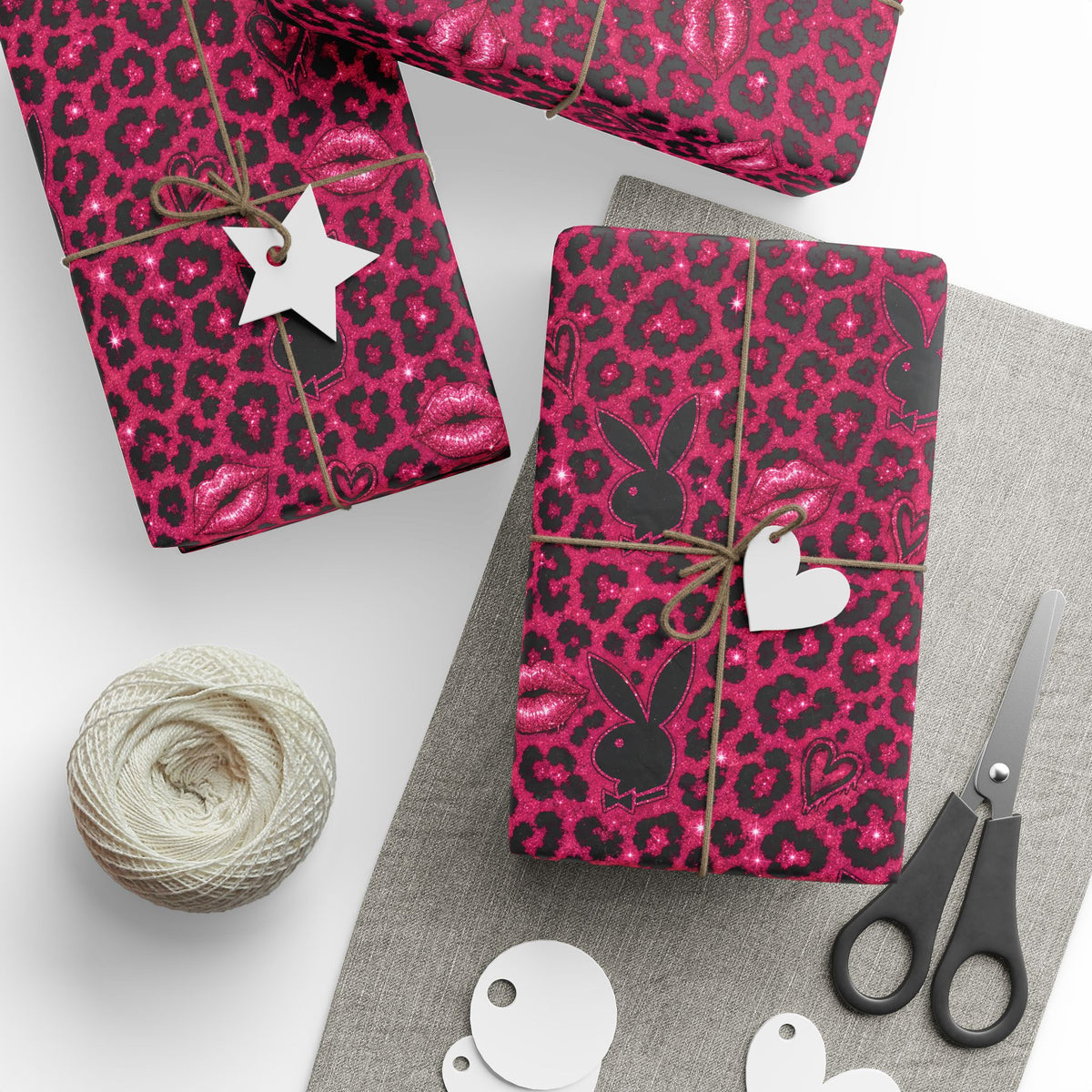 Pink Leopard Hearts Wrapping Paper — Bold Animal Print Gift Wrap