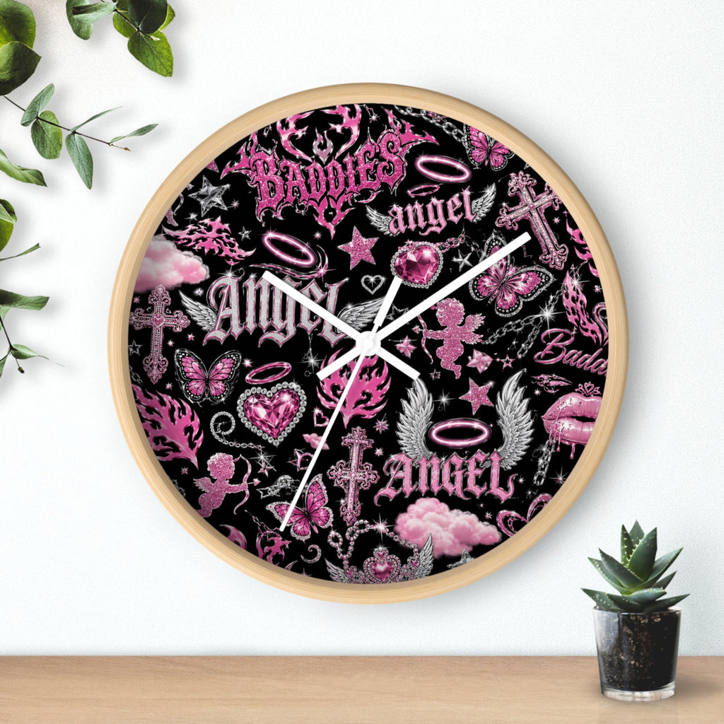 Y2K Angel Baddie Wall Clock