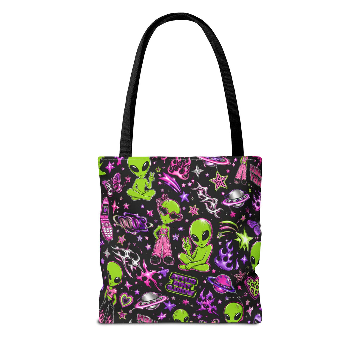 Y2K Alien Crush Tote Bag Black