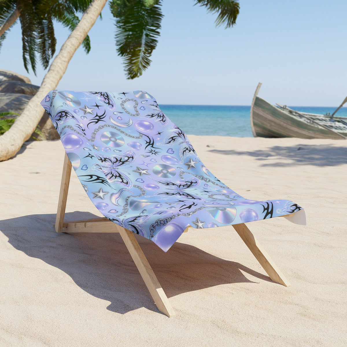 Y2K Digital Butterfly Beach Towel