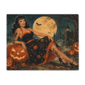 Halloween Pinup Placemat — Retro Pumpkin & Full Moon Table Mat