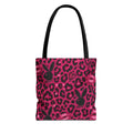 Pink Leopard Print Tote Bag with Black Bunny Silhouettes & Kiss Marks