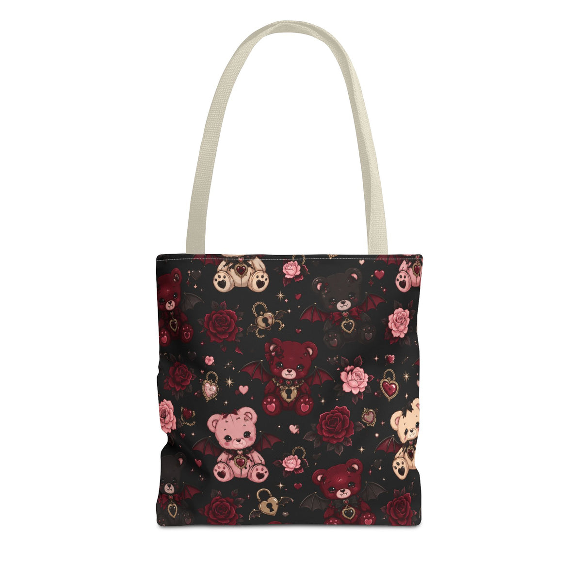 Cute Gothic Bat Bears Tote Bag Black