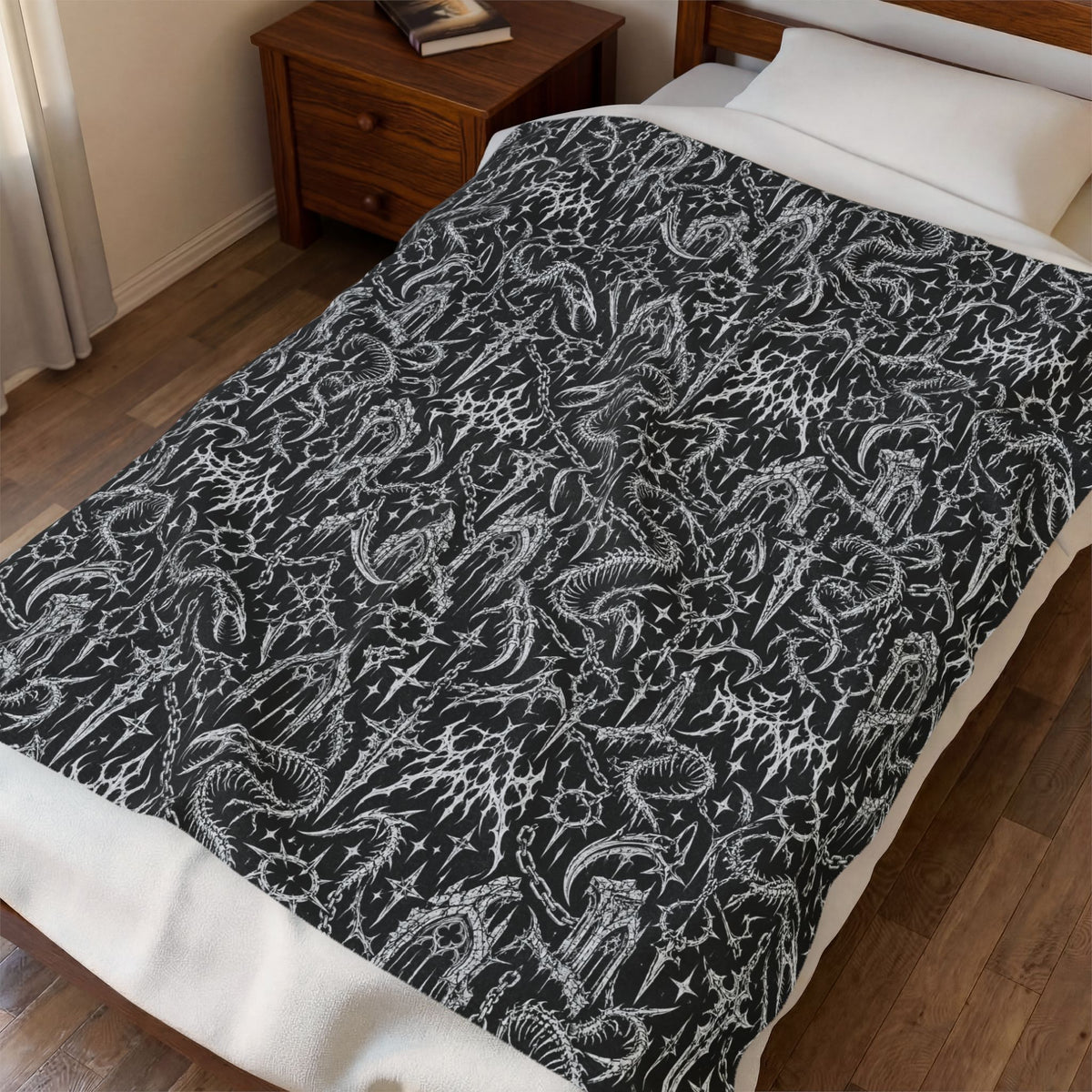 Goth Dream Velveteen Plush Blanket Black