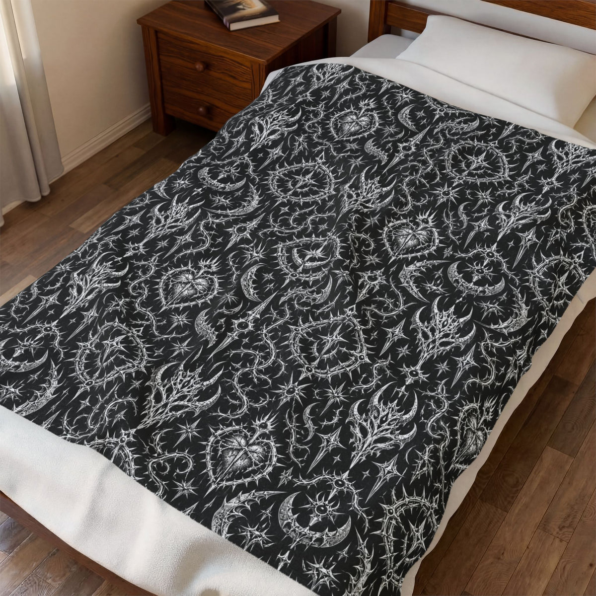 Metal Goth Velveteen Plush Blanket Black
