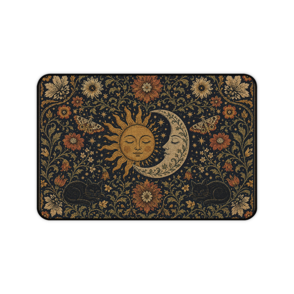 Celestial Sun & Moon Floral Desk Mat