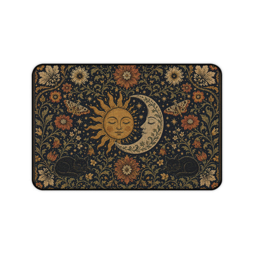 Celestial Sun & Moon Floral Desk Mat