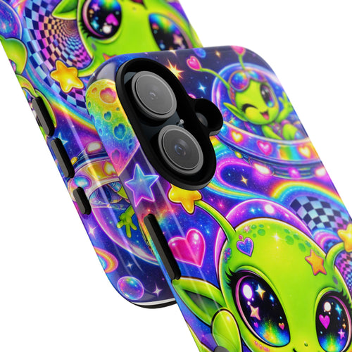 90s Vibe Alien Besties IPhone 17 Case – Neon Space Kawaii