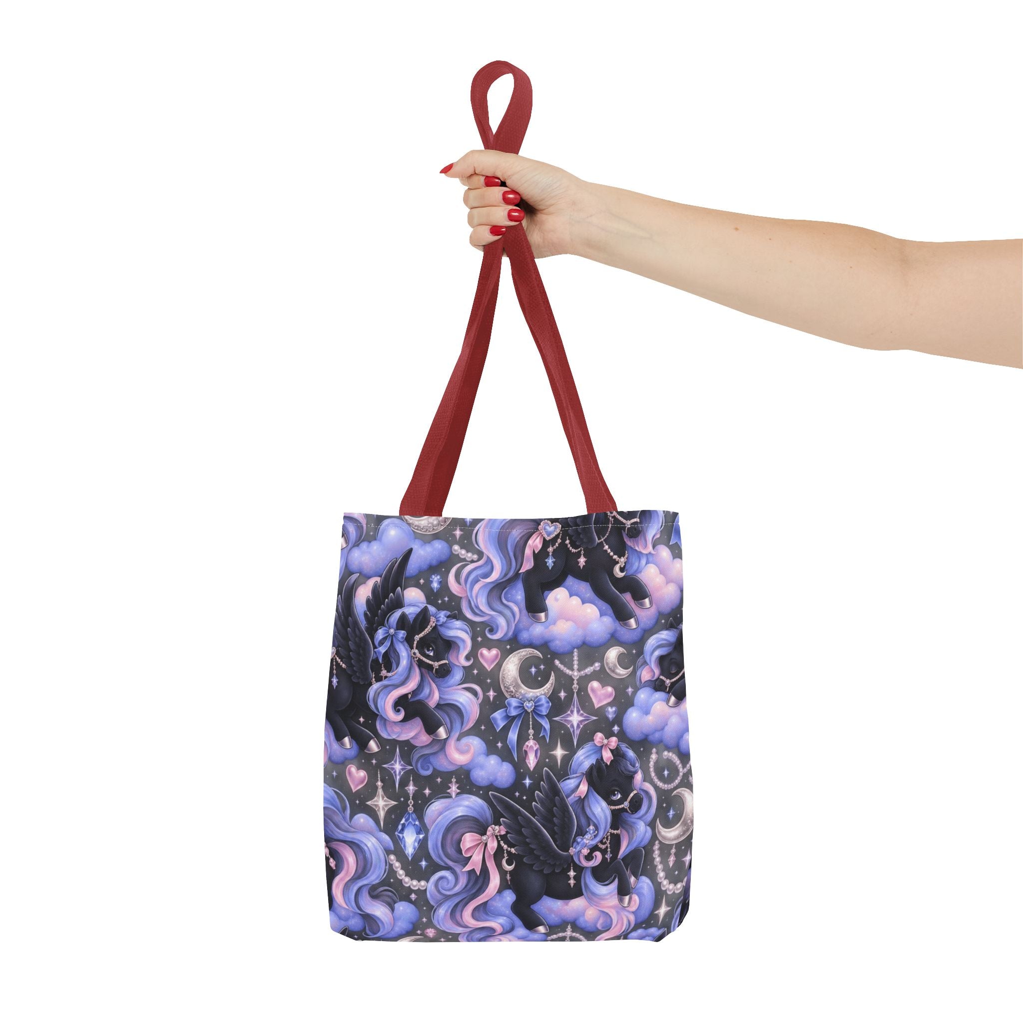Galaxy Pegasus Tote Bag — Cute Purple Pastel Magical Unicorn Night Sky Pattern