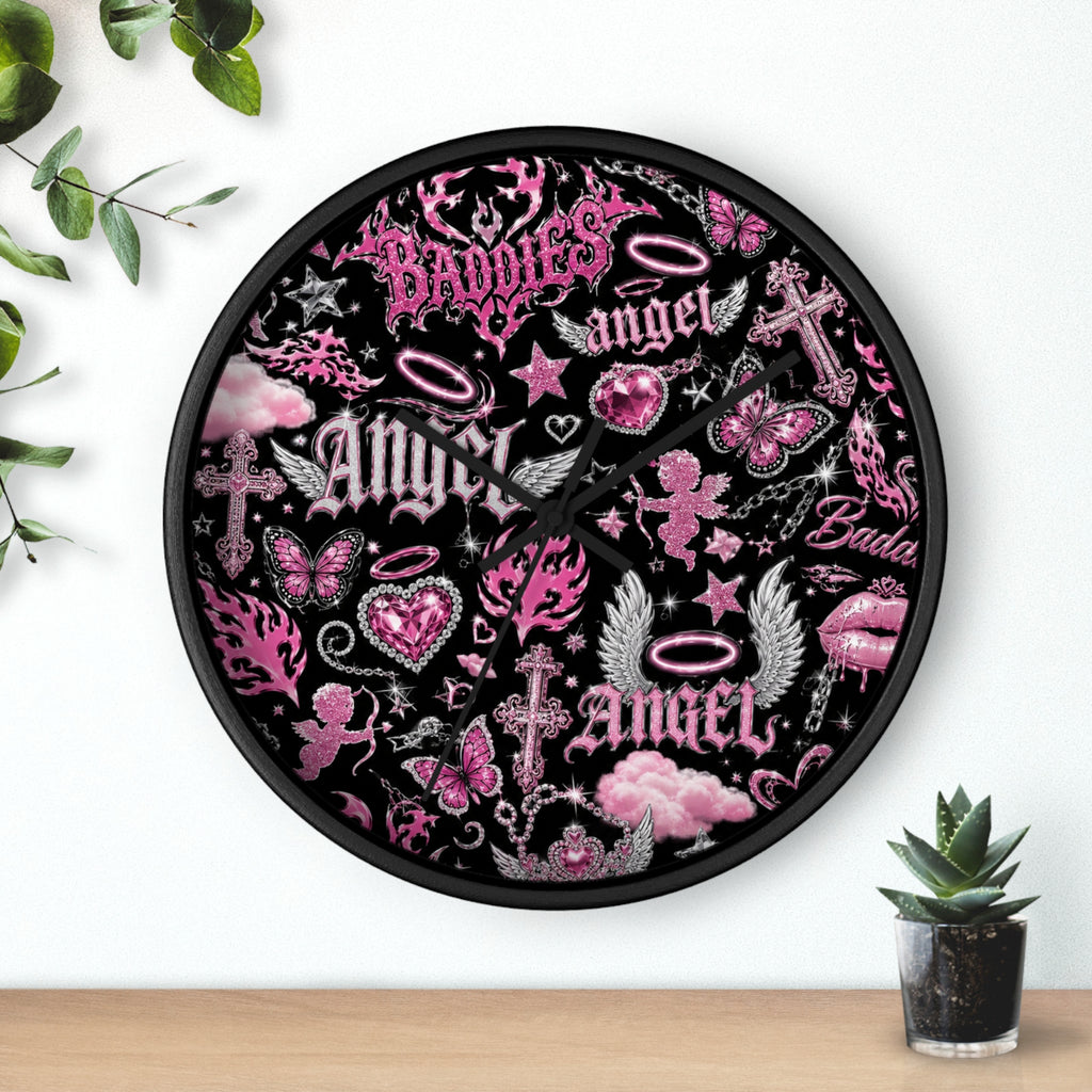 Y2K Angel Baddie Wall Clock