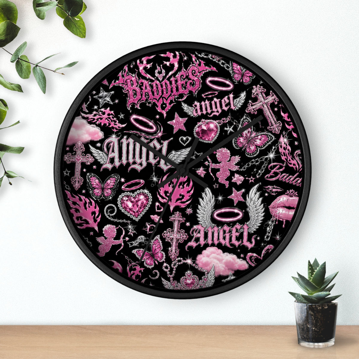 Y2K Angel Baddie Wall Clock